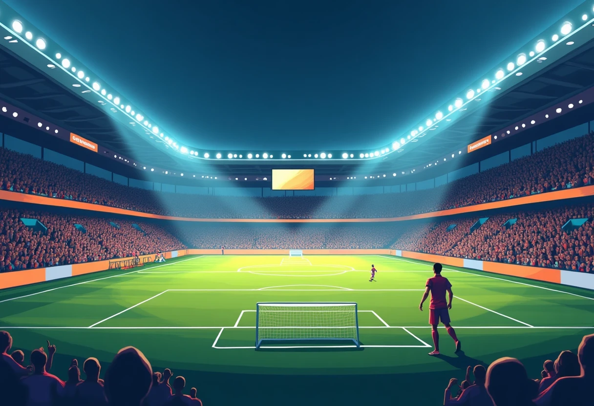 Vista aérea de estádio durante jogo da Champions League